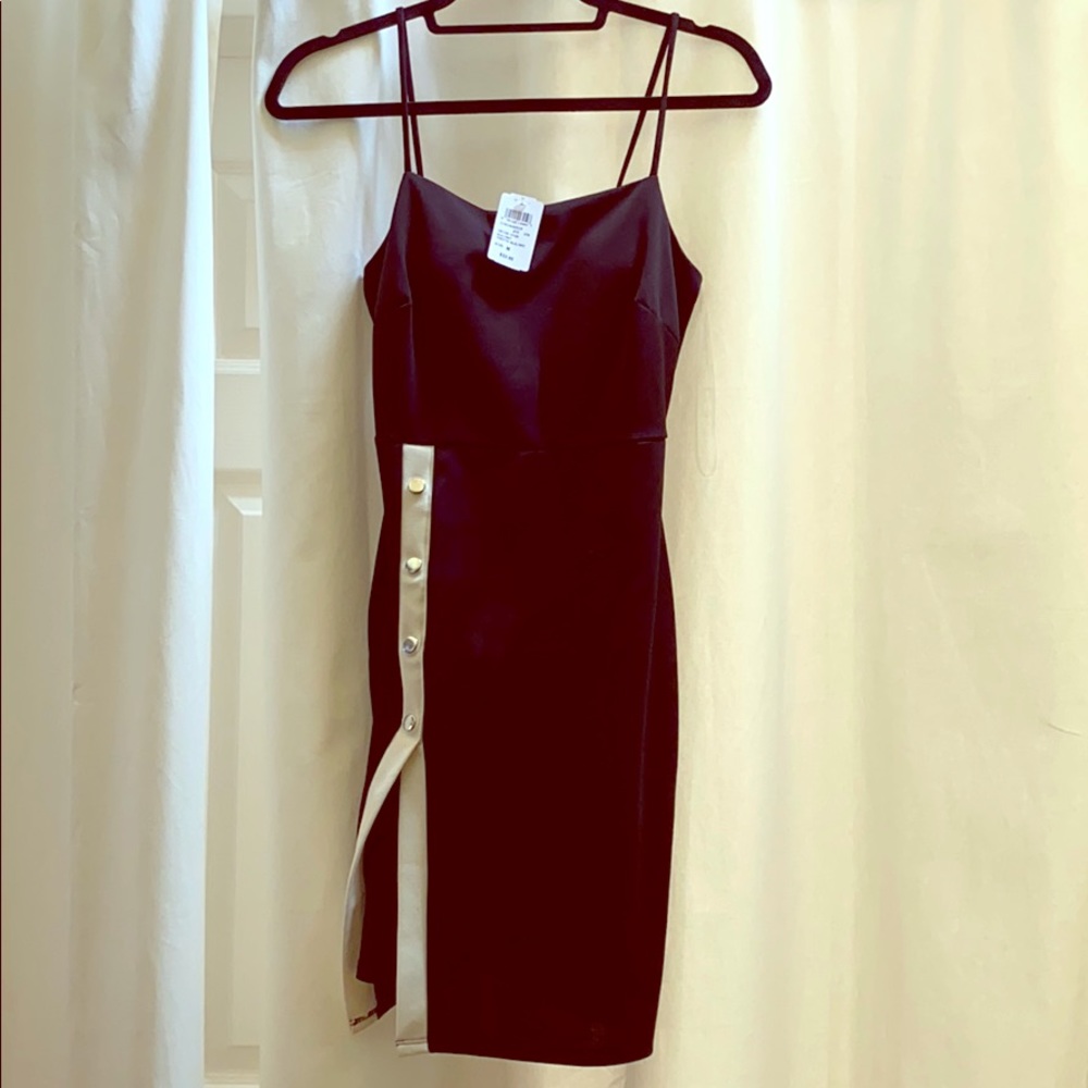 Windsor Black and White Buttoned Slit Dress
